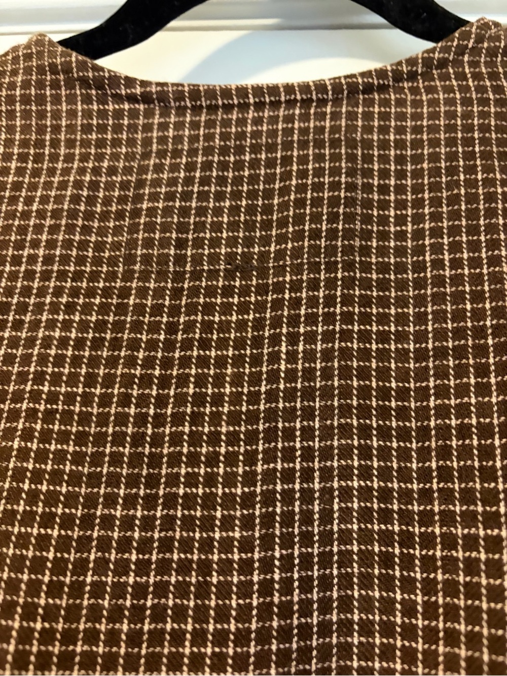 Size S Lourdes NPL Brown Checks Herringbone Blouse - Picture 4 of 4